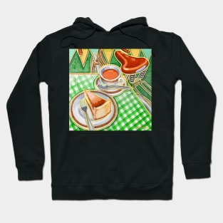 Eroica Britannia Bakewell Pudding and cup of tea on green Hoodie